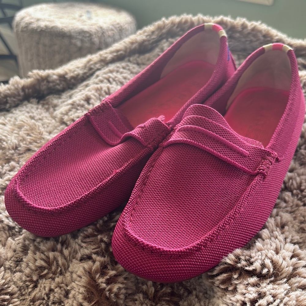 Rothy's Raspberry Canvas Driving Loafers